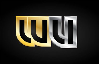 Altın gümüş harf ortak logo simge alfabe tasarımı