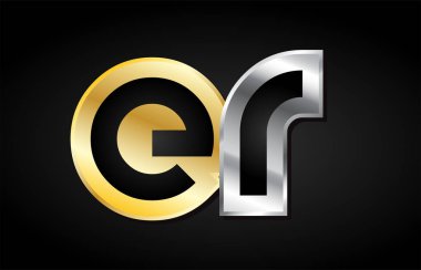 Altın gümüş harf ortak logo simge alfabe tasarımı