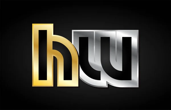 Altın gümüş harf ortak logo simge alfabe tasarımı — Stok Vektör