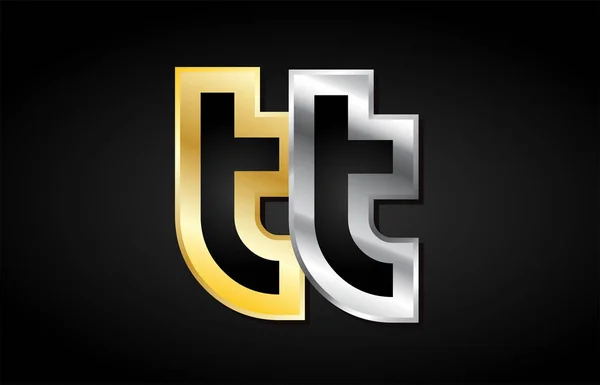 Zlaté stříbrné písmeno společné logo ikonu abeceda designu — Stockový vektor