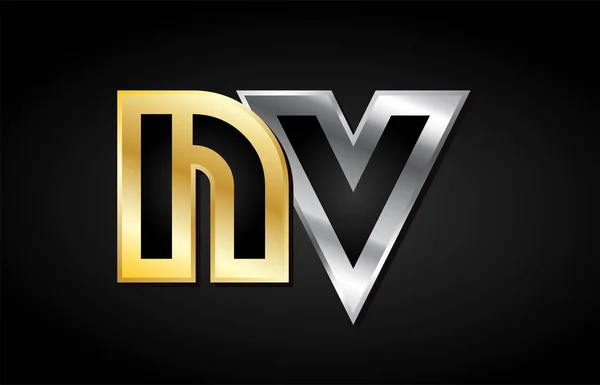 Ouro prata letra logotipo conjunto projeto do alfabeto ícone — Vetor de Stock