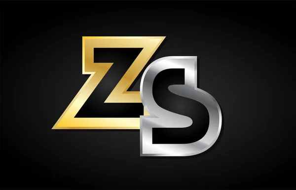 Altın gümüş harf ortak logo simge alfabe tasarımı — Stok Vektör