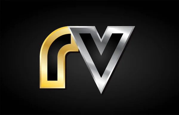 Ouro prata letra logotipo conjunto projeto do alfabeto ícone — Vetor de Stock