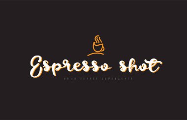 Espresso kahve Kupası sembolü fikir typogra ile word metin logo vurdu