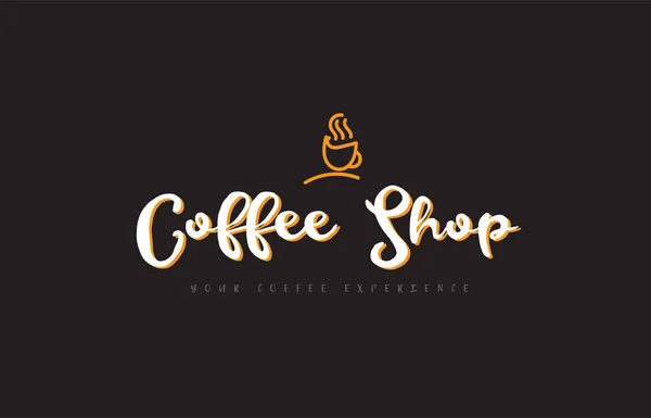 Café loja palavra texto logotipo com copo de café símbolo ideia tipografo — Vetor de Stock
