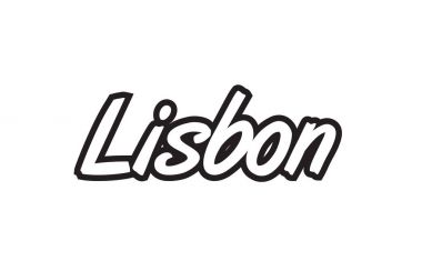 Lizbon Avrupa sermaye metin logo siyah beyaz simgesi tasarım