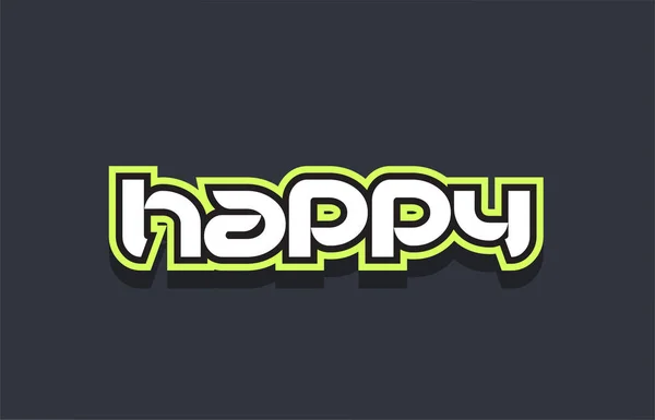 Mutlu kelime metin logo tasarım yeşil mavi beyaz — Stok Vektör