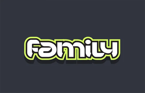 Familia palabra texto logo diseño verde azul blanco — Vector de stock