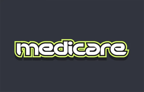 Medicare palavra texto logotipo design verde azul branco —  Vetores de Stock