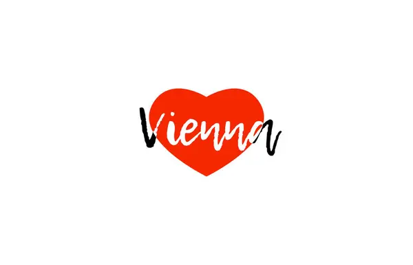 Avrupa başkenti Viyana aşk kalp metin logo tasarımı — Stok Vektör