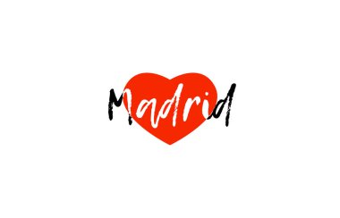 Avrupa başkenti madrid aşk kalp metin logo tasarımı