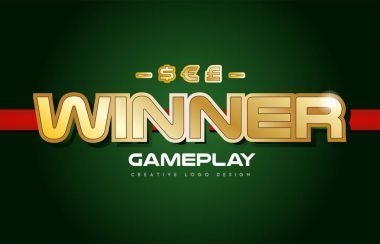 kazanan kelime metin logo banner kartpostal tasarım tipografi