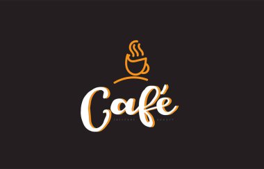 Kahve Kupası sembolü fikir tipografi ile kafe kelime metin logo