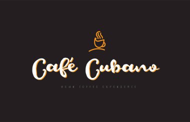 Kahve Kupası sembolü fikir typograph ile kafe Kübalı kelime metin logo