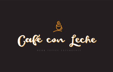 cafe con leche kelime metin logo ile kahve Kupası sembolü fikir typogr