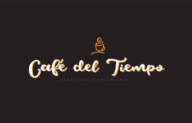 Café del tiempo kelime metin logo ile kahve Kupası sembolü fikir typog