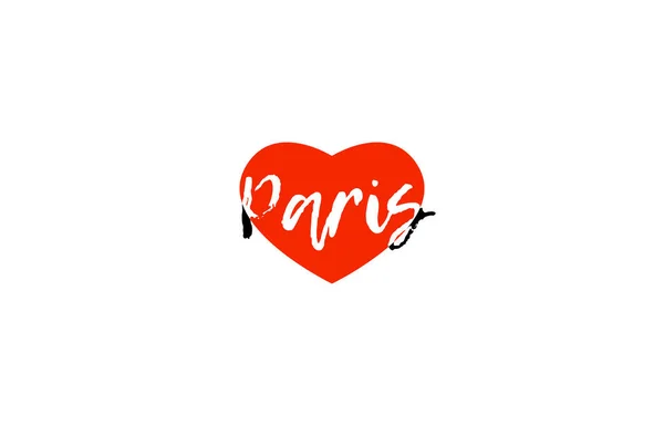 Capitale europea paris love heart testo logo design — Vettoriale Stock