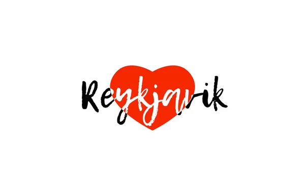 Capitale europea reykjavik love heart testo logo design — Vettoriale Stock