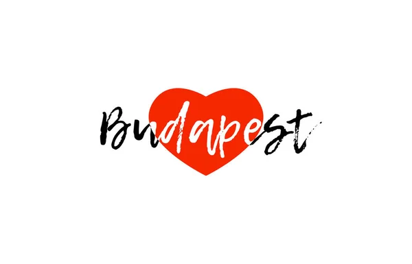 Europäische hauptstadt budapest liebe herz text logo design — Stockvektor