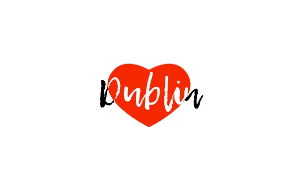 Europäische hauptstadt dublin liebe herz text logo design — Stockvektor