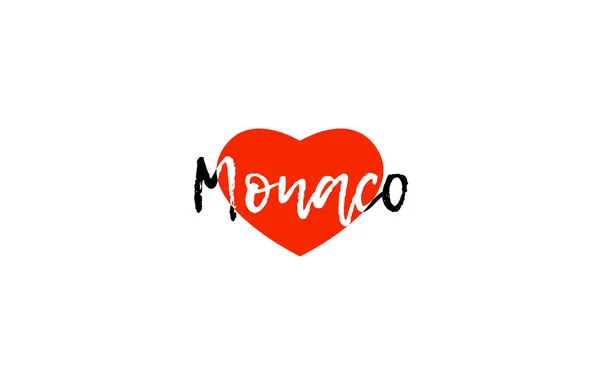 Capital europea monaco love heart text logo design — Vector de stock