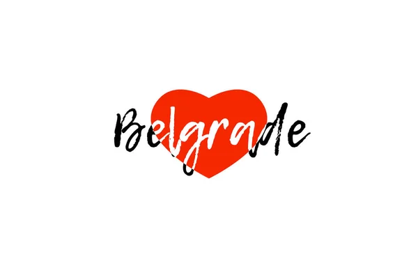 Capitale europea belgrado amore cuore testo logo design — Vettoriale Stock