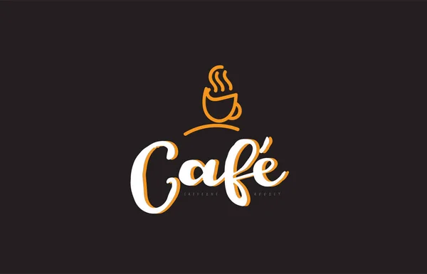 Café palabra texto logo con taza de café símbolo idea tipografía — Vector de stock