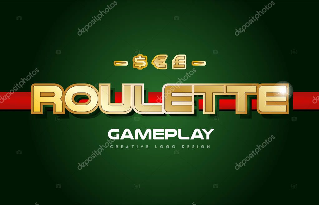 Roulette text with gold texture on a green background suitable as a postcard or banner design for a card game