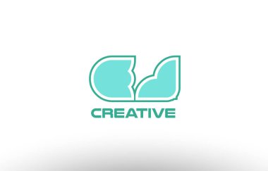 Pastel Yeşil Alfabe harf ej e j kombinasyon ortak logo t.