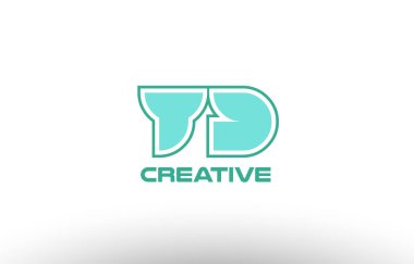 Pastel Yeşil Alfabe harf yd y d kombinasyonu ortak logo t.