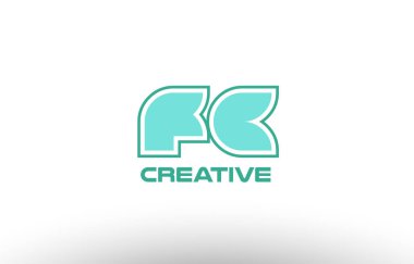 Pastel Yeşil Alfabe harf fc f c kombinasyon ortak logo t.