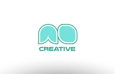 Pastel Yeşil Alfabe harf ao bir o kombinasyon ortak logo t.
