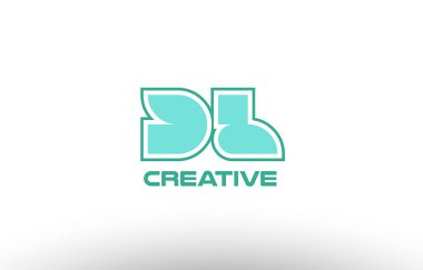 Pastel Yeşil Alfabe harf dl d l kombinasyonu ortak logo koma