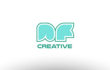 Pastel Yeşil Alfabe harf nf n f kombinasyon ortak logo t.