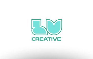 Pastel Yeşil Alfabe harf lv l v kombinasyon ortak logo t.