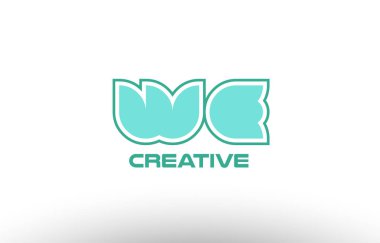 Pastel Yeşil Alfabe harf biz w e birlikte ortak logo t.