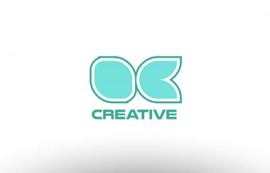 Pastel Yeşil Alfabe harf oc o c kombinasyon ortak logo t.