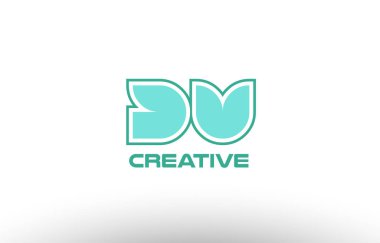 Pastel Yeşil Alfabe harf dv d v kombinasyon ortak logo t.