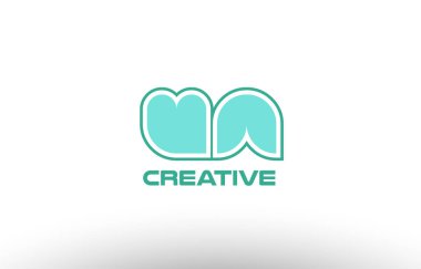 Pastel Yeşil Alfabe harf ua u bir arada ortak logo koma
