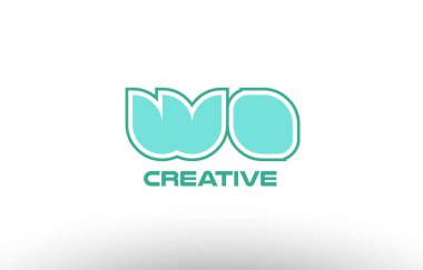 Pastel Yeşil Alfabe harf wo w o kombinasyon ortak logo t.