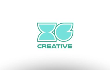 Pastel Yeşil Alfabe harf xg x g kombinasyon ortak logo t.