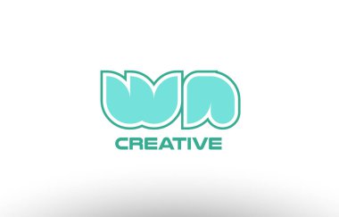Pastel Yeşil Alfabe harf wn w n birlikte ortak logo koma