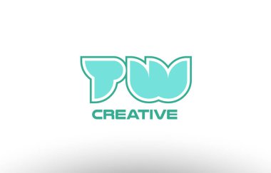 Pastel Yeşil Alfabe harf tw t w kombinasyon ortak logo t.