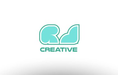 Pastel Yeşil Alfabe harf rj r j kombinasyon ortak logo t.