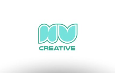 Pastel Yeşil Alfabe harf hv s v kombinasyon ortak logo t.