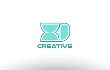 Pastel Yeşil Alfabe harf xi x ben birlikte ortak logo t.