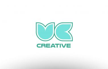 Pastel Yeşil Alfabe harf vc v c kombinasyon ortak logo t.