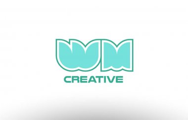 Pastel Yeşil Alfabe harf wm w m kombinasyon ortak logo t.