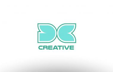 Pastel Yeşil Alfabe harf dc d c kombinasyon ortak logo t.