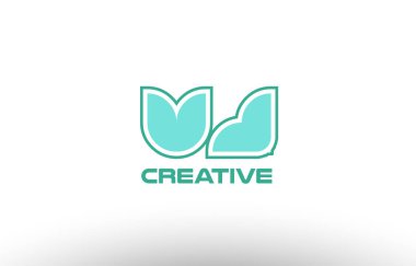 Pastel Yeşil Alfabe harf vj v j kombinasyon ortak logo t.